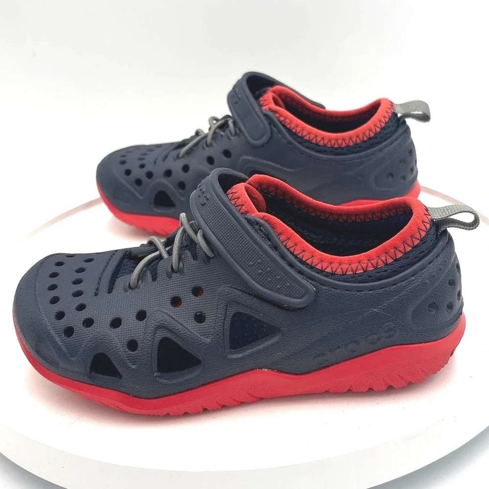 Crocs Swiftwater Expedition Navy Red Kids Water Shoes Sandals C11 204989